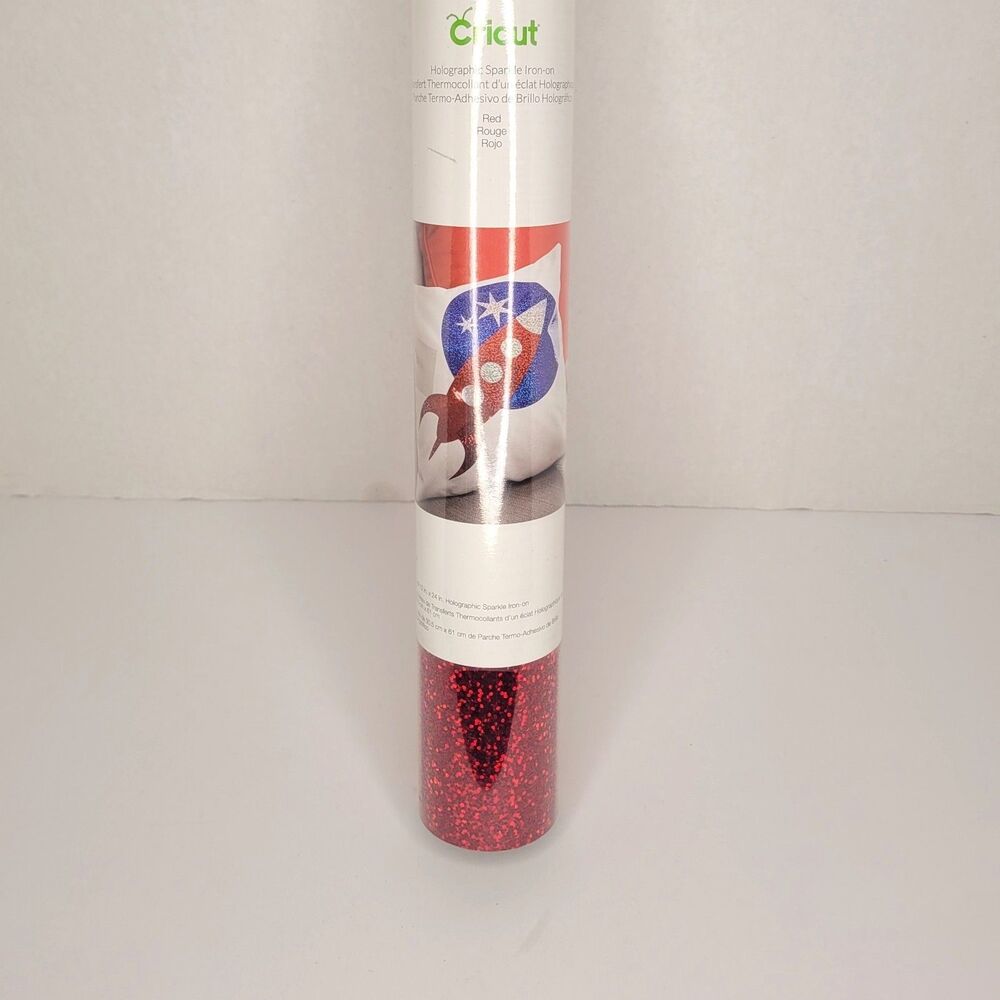 NWT Cricut Holographic Sparkle Iron-On Vinyl Red 12x24 Craft HTV Roll